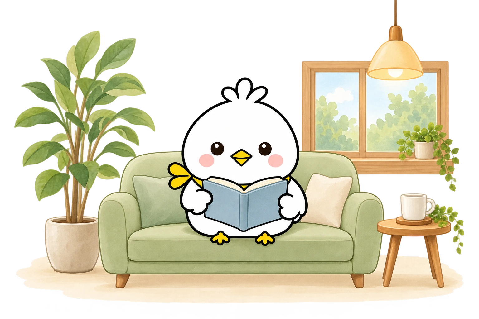 ソファで本を読むナナちゃん